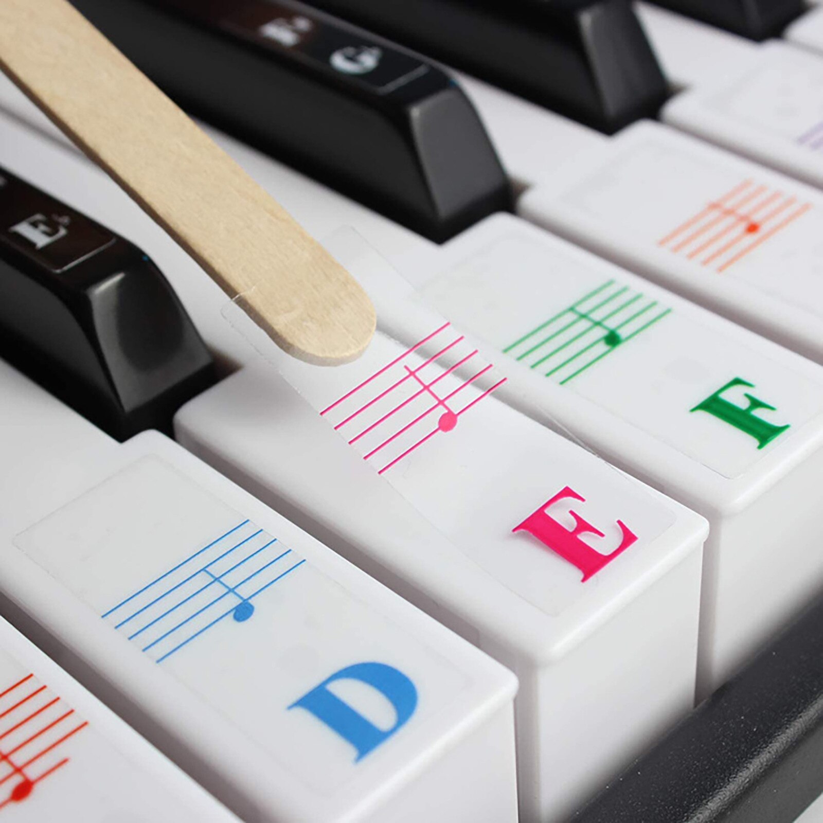 25/49/61/76/88 Color Transparent Piano Keyboard Stickers Electronic Keyboard Key Piano Stave Note Sticker Symbol For White Keys