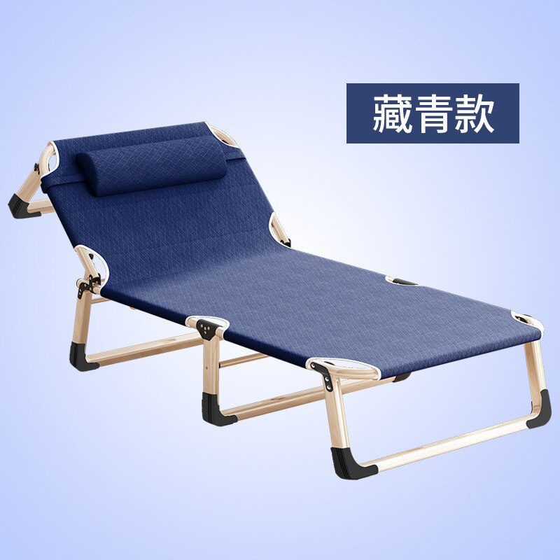 Open leisure folding bed lounge chair office nap lunch break bed simple single escort bed portable camp bed: Four Dark Navy