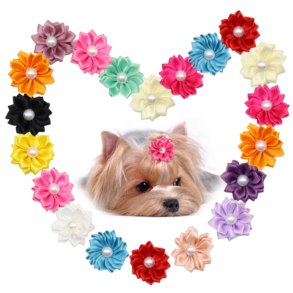 20 Stks/partij Leuke Hond Haarelastiekjes Mooie Hond Grooming Bows Voor Kleine Honden Katten Rubber Band Puppy Haarspeldjes Huisdier accessoires