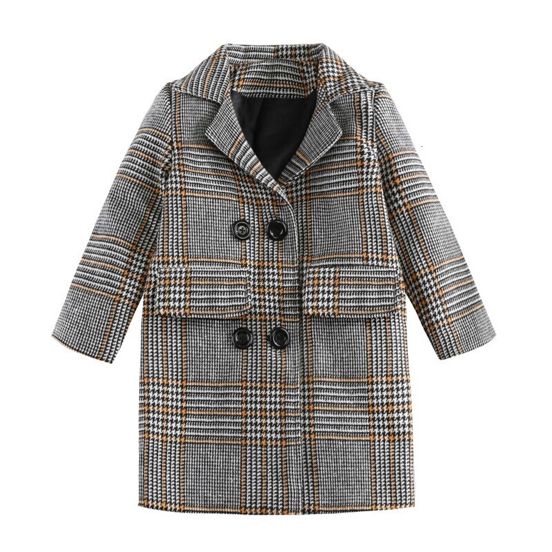 Kinderen Jas Gestreepte Herfst Winter Midden Lengte Plaid Patroon Meisje Dikke Unisex Kids Kleding Overjas 3-8 jaar: 8T