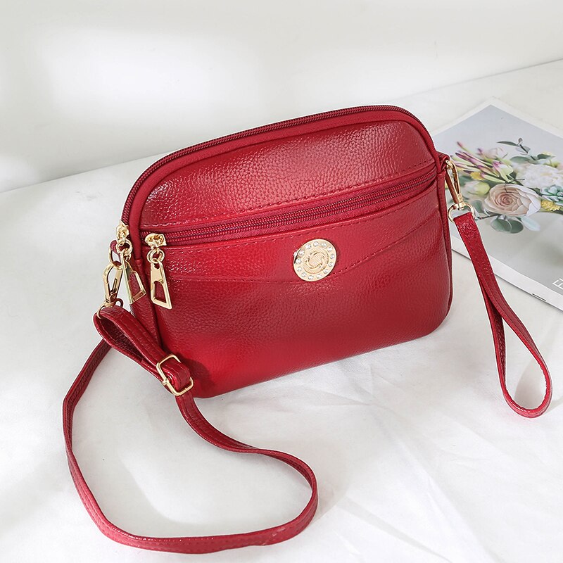 Zoete Mode Vrouwelijke Handtas Multifunctionele Tweeërlei Gebruik Messenger Shouldebag Hoge Pu Leer Vrouwen cross Body Bag: Rood