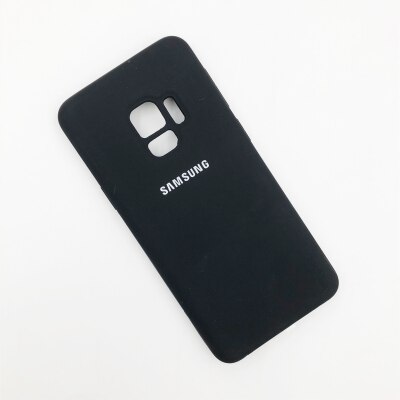 Samsung Galaxy S9 Plus 100% Original Flüssigkeit Silikon Fall Seidig Weich-Touch Zurück Abdeckung Für Galaxy S 9/ s9 Plus/S9 + Telefon Shell: For Galaxy S9 Plus / Black