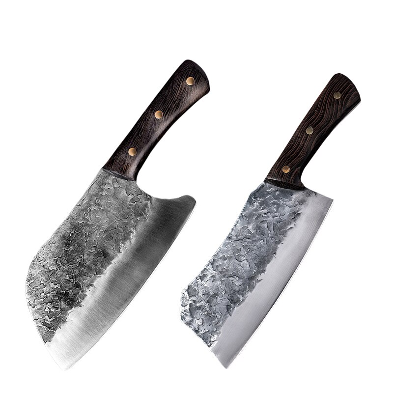 Chinese Knife Set High Carbon Steel Forging Knives SETS Forging Hand-Made Craft Full Tang Butcher Cooking Kitchen Accessories: 2 Pcs Set-5