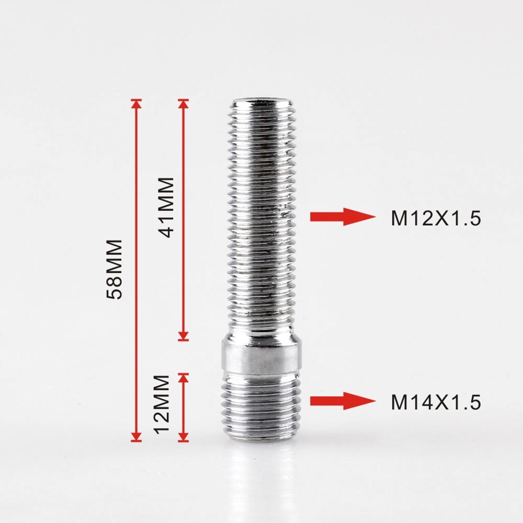 20Pc M14x1.5 M12x1.5 58Mm Uitgebreide Wielmoeren Bouten Schroef Converision Adapter