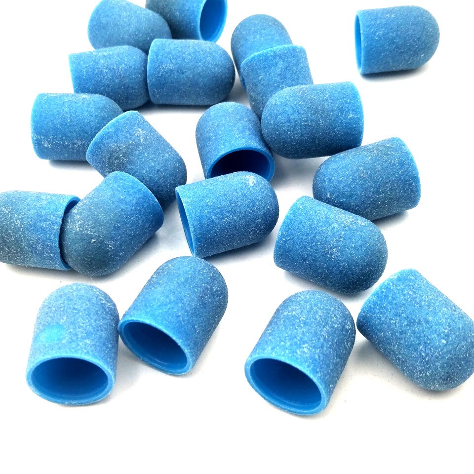 Lot de 20 embout de ponceuse avec poignée en caoutchouc, 13x19 mm, accessoires pour cuticules et pieds, pédicure, polissage, base en plastique, ponçage,