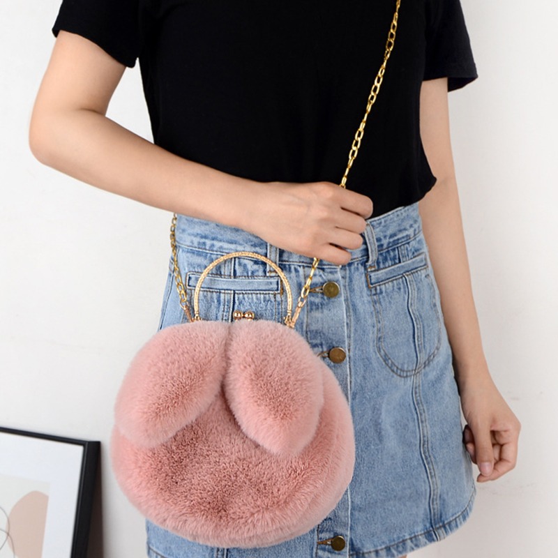 Cute Plush Rabbit Crossbody Bags for Women Korean Version Cute Purses and Handbags Girls Rabbit Ear Shoulder Messenger Bag