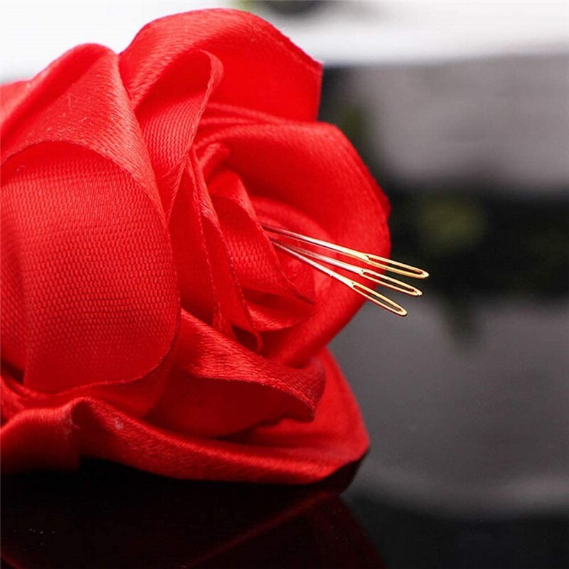 Jiwuo 100pcs Cross Stitch Embroidery Needles 22# 24# 26# Large Eye Hand Sewing Needles With Threader Home DIY Sewing Tool