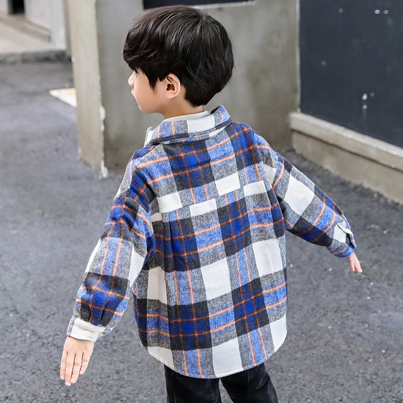 Chemise en coton pour enfants, nouvelle automne et hiver pour garçons adolescents chemises à carreaux vestes enfants décontracté école vêtements coréens