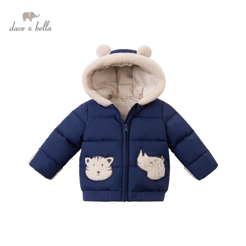 DBX15581 Dave Bella Winter Baby Jongens Cartoon Capuchon Gewatteerde Jas Kinderen Tops Baby Peuter Bovenkleding