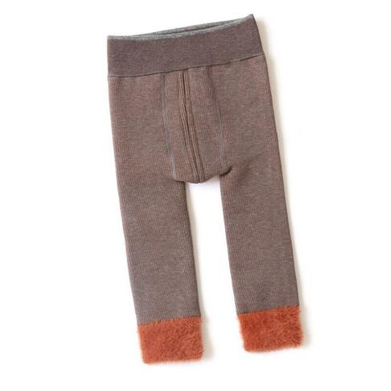 Mallas de algodón para niños pequeños, pantalones de invierno de 0 a 4T para bebés, calzas cálidas gruesas a la para niños y niñas, Leggings informales novedosos: 3Red brown / 6-24M