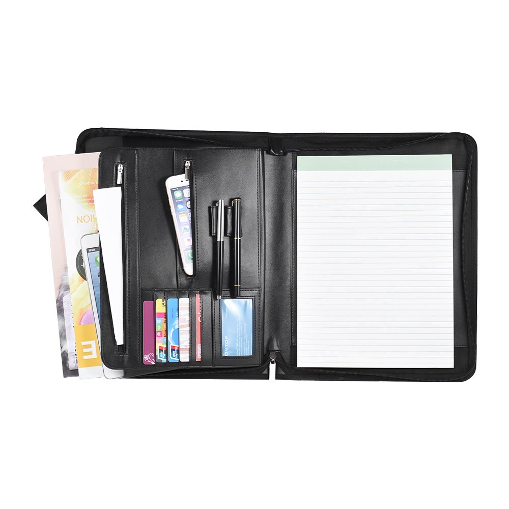 8 pakketten portfolio Bestand Map A4 PU Ringband Display Notebook Mappen Met Rekenmachine Document Bag Organizer Business