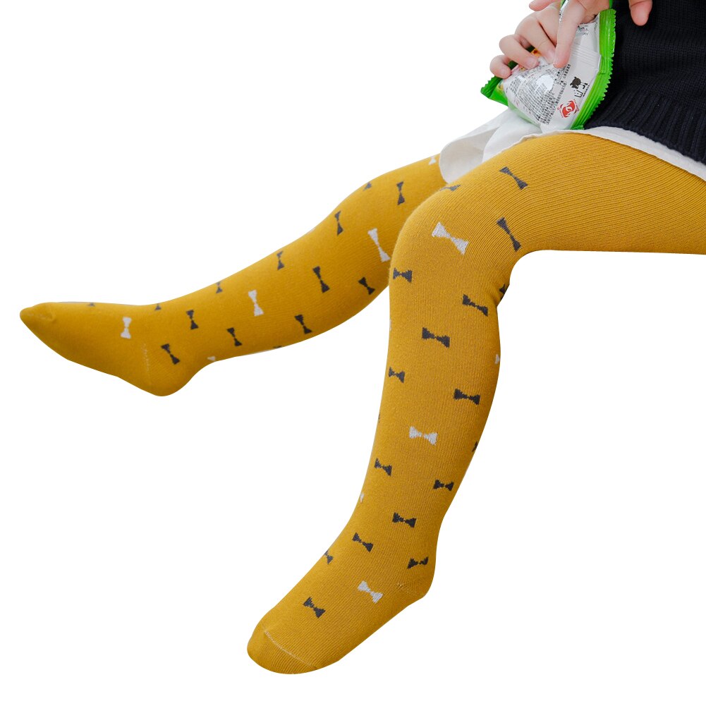 Enfant bébé filles coton tricot collants, collants nœud-noeud imprimé Leggings bas pantalon
