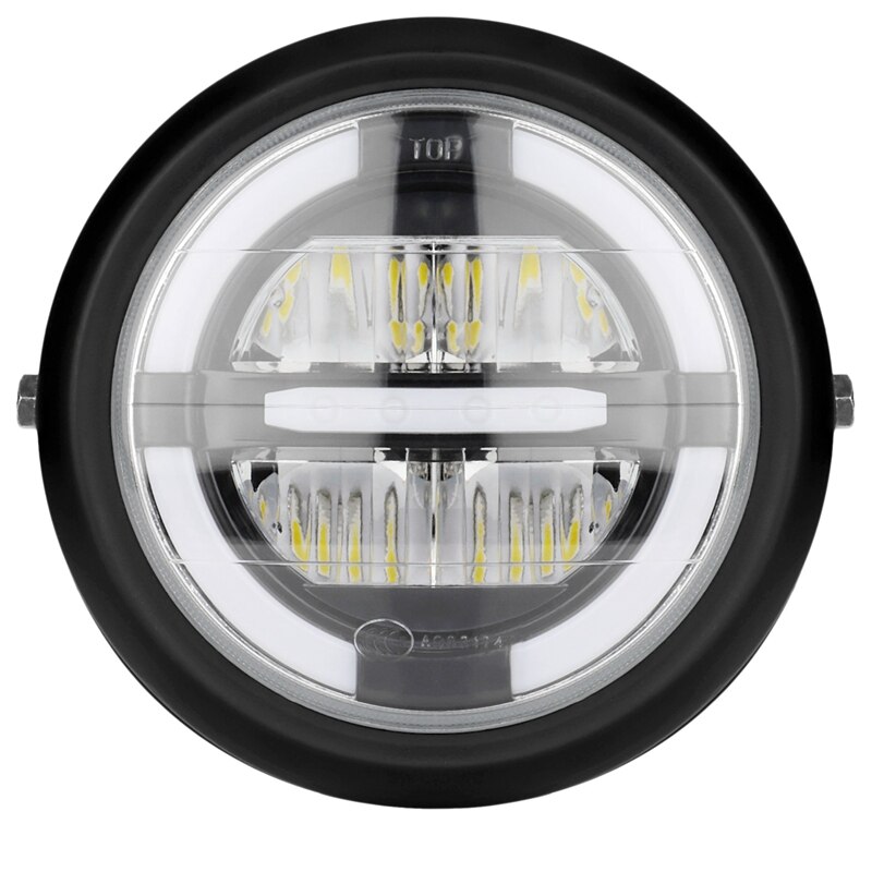 12V Universele Motorcycle Head Light Lamp 7.5 Inch Motorbike Refit Koplamp Zwarte Ronde Vergadering