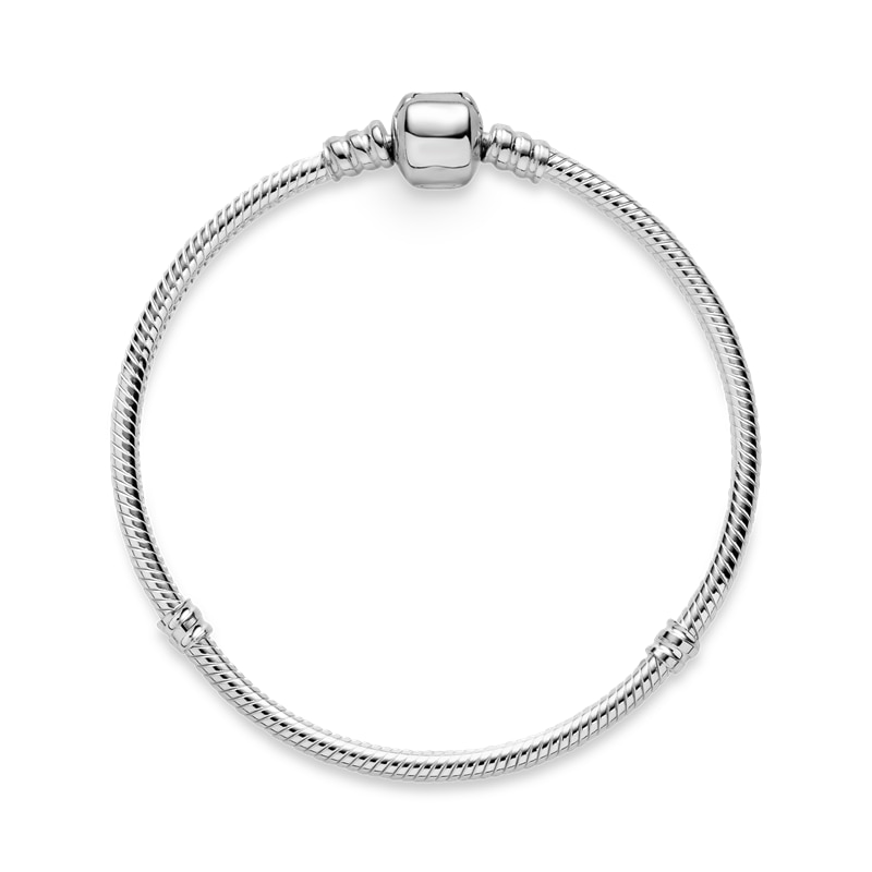 TOP Selling 925 Sterling Silver Classic Round Snake Chain Charm Beads Bracelet For Women DIY Jewelry