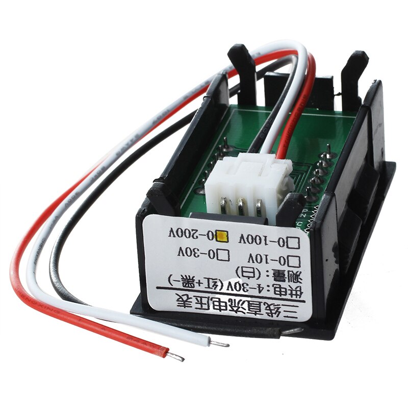 Mini Panelmeter Voltage Voltmeter DC 0 - 200 V 20 mA Yellow Three Cables