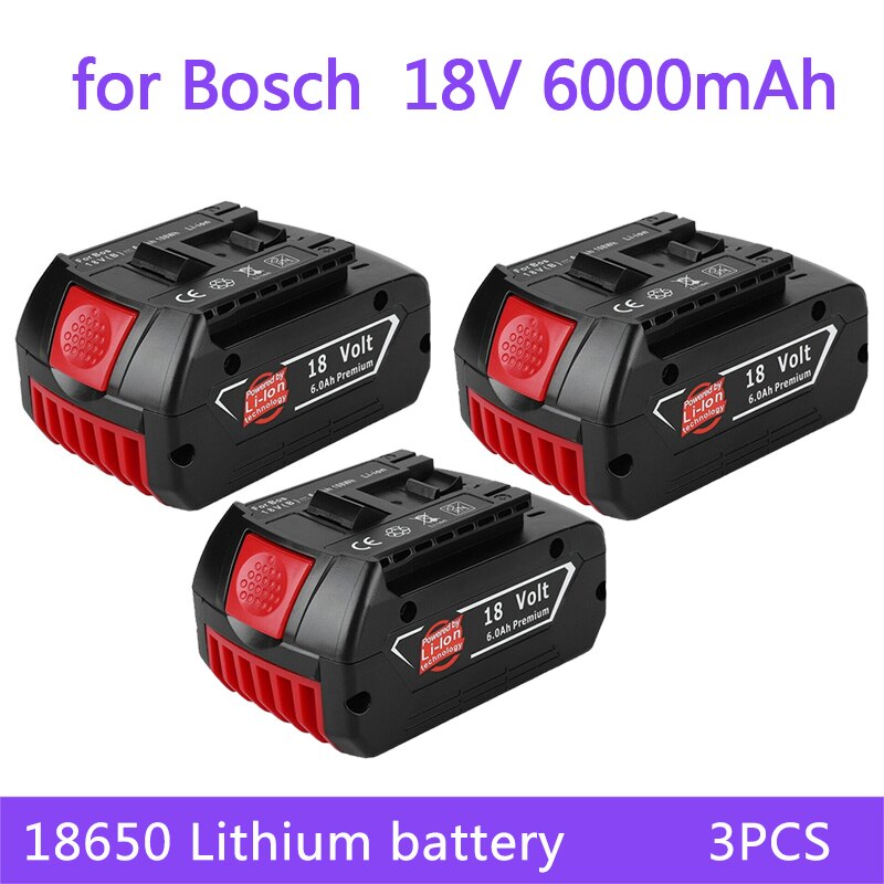 18V Batterij 6.0Ah Voor Bosch Elektrische Boor 18V Oplaadbare Li-Ion Batterij BAT609, BAT609G, BAT618, BAT618G, BAT614 + 1 Lader