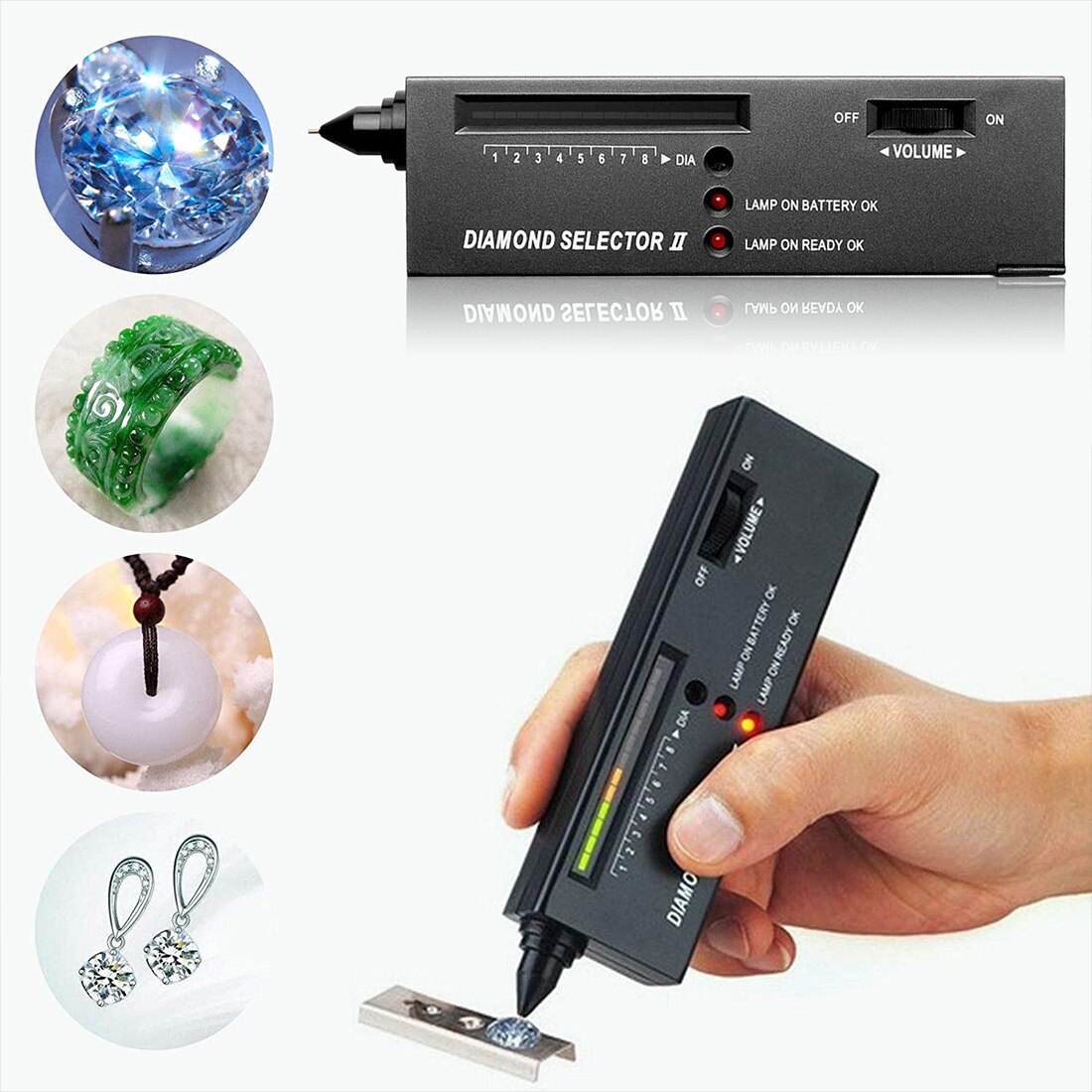 Digital Diamond Gems Tester Pen Portable Gemstone Selector Tool LED Indicator Accurate Reliable Jewelry Accuracy Detector Tool