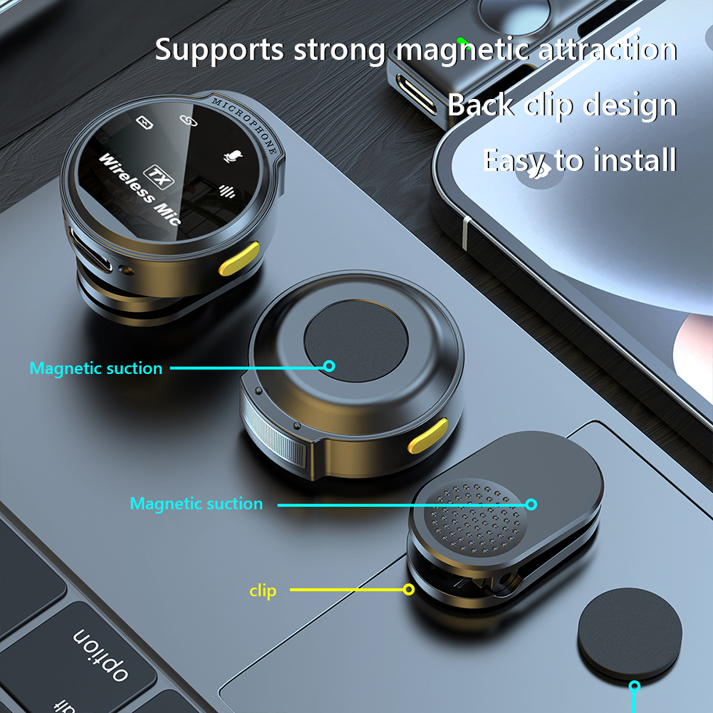For Xiaomi Wireless Lavalier Lapel Microphone iPhone iPad Android Type-C Phone Live Game Recording Interview with Magnetic Clip