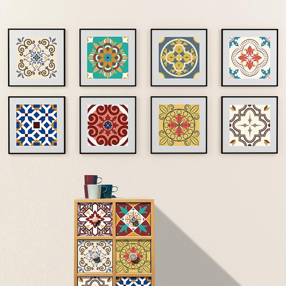 Kitchen Oil-proof Stickers Bathroom Waterproof Stickers Tile Visual Sticker Wall Geometric Tiles Texture Hard Art Decorativ L9B8