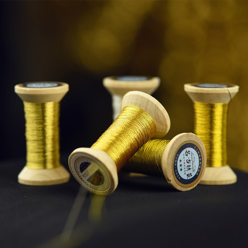Serie de oro brillante de línea de oro/hilo de bordado francés/carrete de bordado/hilo de bordado dorado colorido/50 metros por pieza
