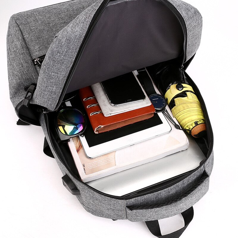 USB Charing Men Backpack Laptop Mochila Mujer Solid Student Travel School Bag For Men Business Large Shoulder Bags CJ995