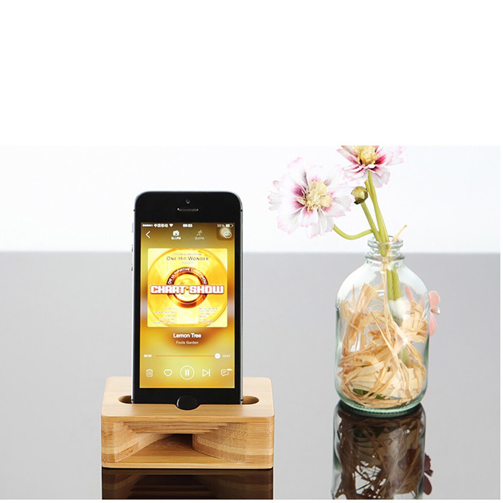 Mobiltelefon højttaler holder bambus lydforstærker højttaler til iphone træholdere træ telefon tilbehør