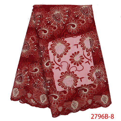 African Lace Fabric,French Net Fabric Lace ,Nigerian Embroidered Tulle Laces with Stones KS2796B-8: Picture 8