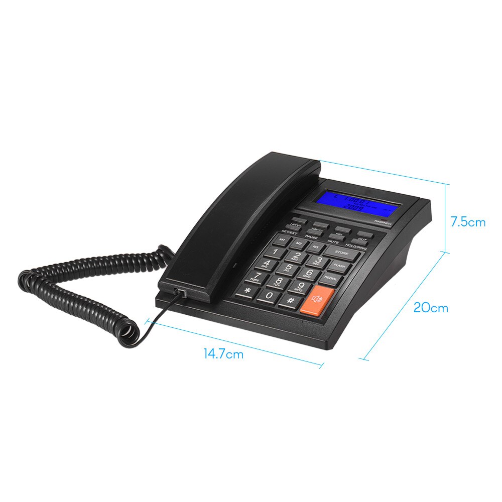 Corded Phone Desktop Fixed Landline Telephone with Adjustable LCD Display Mute/ Pause/ Hold/ Flash/ Redial/ Hands Free Functions