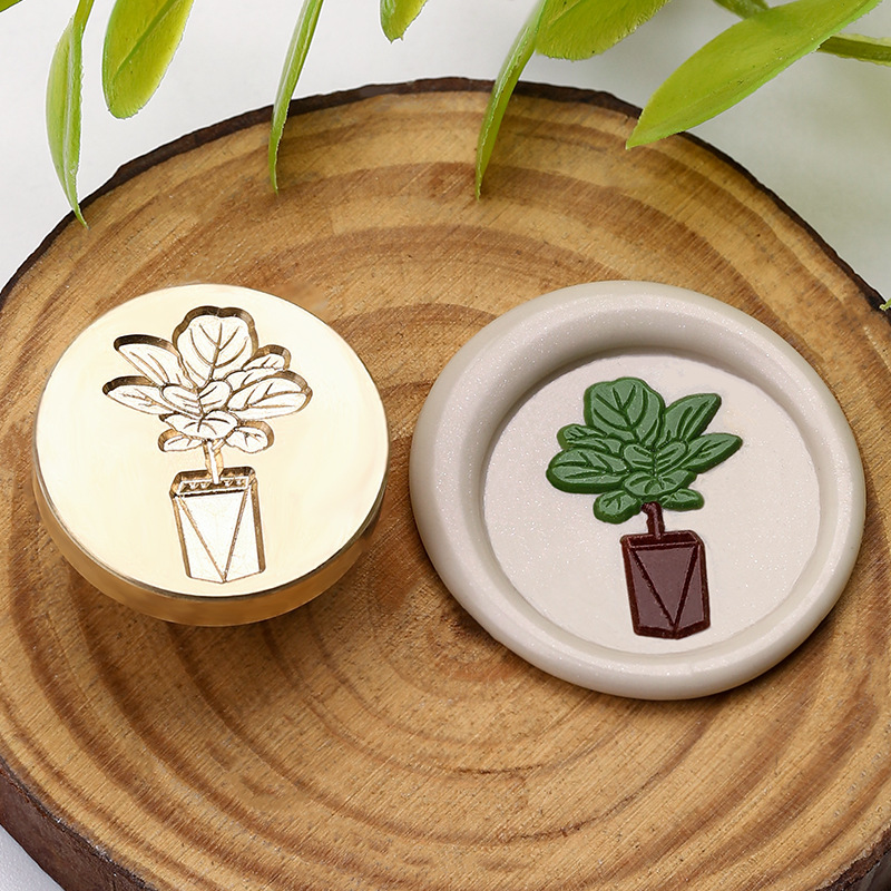 1pc 25mm plant bloem waszegelstempel sluitstempelkop voor kaarten enveloppen trouwuitnodigingen verpakkingen scrapbooking: Gans geel
