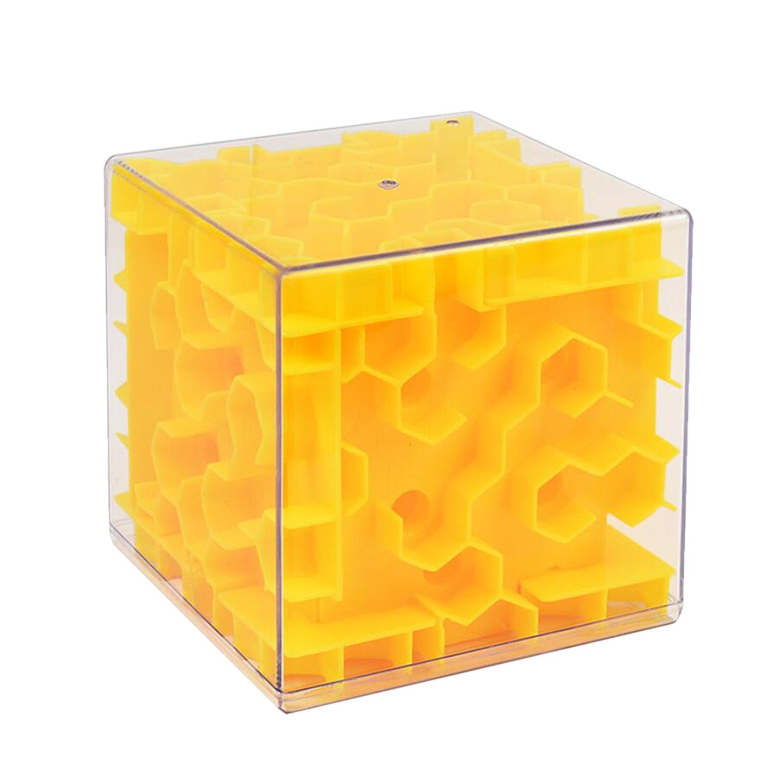 3D Doolhof Magische Kubus Transparant Zeszijdige Puzzel Speed Cube Rollende Bal Game Cubos Doolhof Speelgoed Voor Volwassenen Kinderen educatief Speelgoed: YELLOW