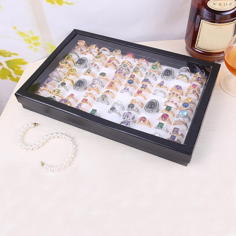 Schmuck Kasten Schmuck Ringe Anzeige Tablett Samt 100 Slot fallen Kasten Schmuck Lagerung Kasten WH шкатулка для украшений