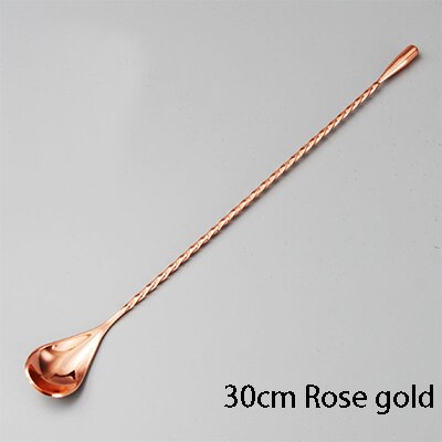 1Pce Stainless Steel Bar Tools Thread Teardrop Frosted Bar Spoons Drink Mixing Spoons Bartender Tools Cocktail Spoon Stirrer: 30cm Rose gold