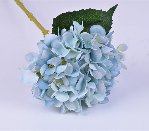 1 Branch Artificial Hydrangea Branch With False Leaf Silk Artificial Flower Wedding DIY Home Garden Decoration False Hydrangea: Blau