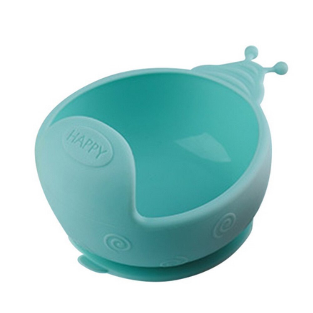 Bol alimentaire en Silicone Anti-chute pour bébé, bol à ventouse, vaisselle pour enfants, alimentation pour bébé sans BPA, bol d'escargot à joint mignon: snail Blue