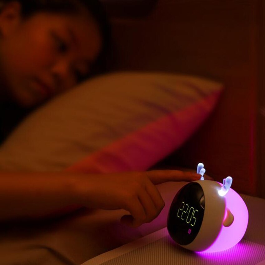 Small LED Digital Alarm Clock with Colorful Light, 10/15/20 Minutes Timing, Countdown, App Control Compact Clock for Bedroom