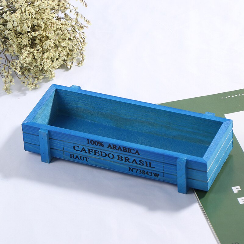 Maceta de madera bonita para interior de helecho, maceta para plantas suculentas, platillos, bonsái de escritorio, maceta, maceta de madera, bandeja para plantar flores: Azul