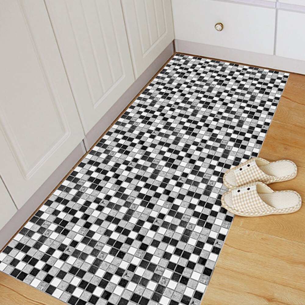 Black and White Gray Marble Mosaic Frosted Tiles Floor Wall Stickers Kitchen Home Renovation Wallpaper Non-slip Art Wall Decals