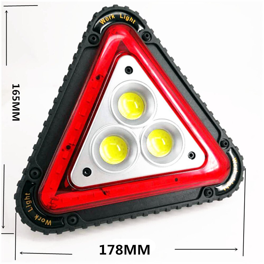 3 COB Triangle Warning Light 30W 1500LM LED Work Light Portable LED Flood Lights for Outdoor Camping Hiking Repairing