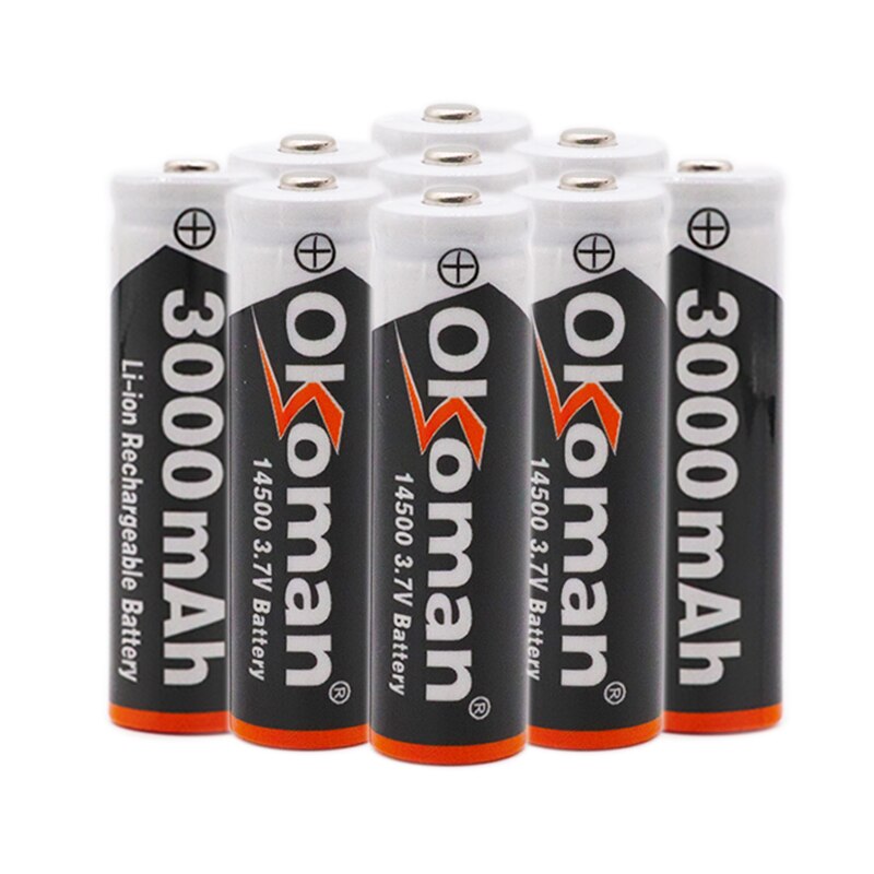 14500 3000mah 3.7 V lithium ion rechargeable Li-ion Battery batteries and LED flashlight,