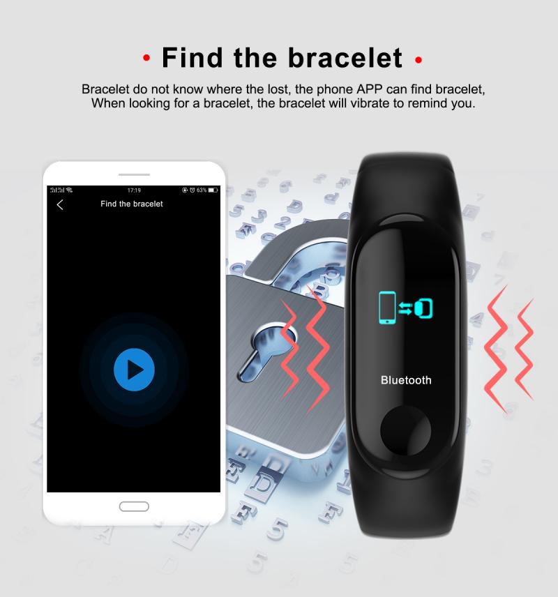 M3 Fitness Bracelet Blood Pressure IPS Screen Oxygen Heart Rate Monitor Smart Bracelet Waterproof Tracker Wristbands