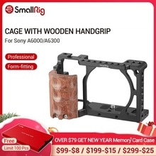 SmallRig a6300 Camera Cage With Wooden Handgrip For Sony A6000/A6300 DSLR Camcorder Cage Kit Aluminum Alloy Cage -2082