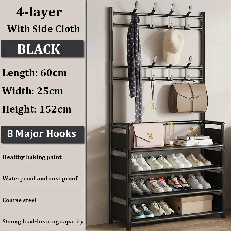 Kleding schoenmaker organisator En Hoedenrek Hanger Monteren DIY Planken Vloerstaande Eenvoudige Rekken Met Zijdoek Stofdicht F: Light Grey