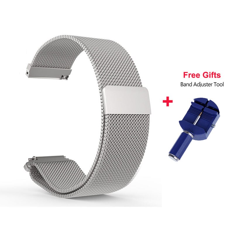 22mm Metall Band Für Xiaomi Huami Amazfit Tempo Armband Milanese Schleife Magnetische Strap für Amazfit Tempo Stratos 2 Gürtel ersatz: Mesh Silver and Tool