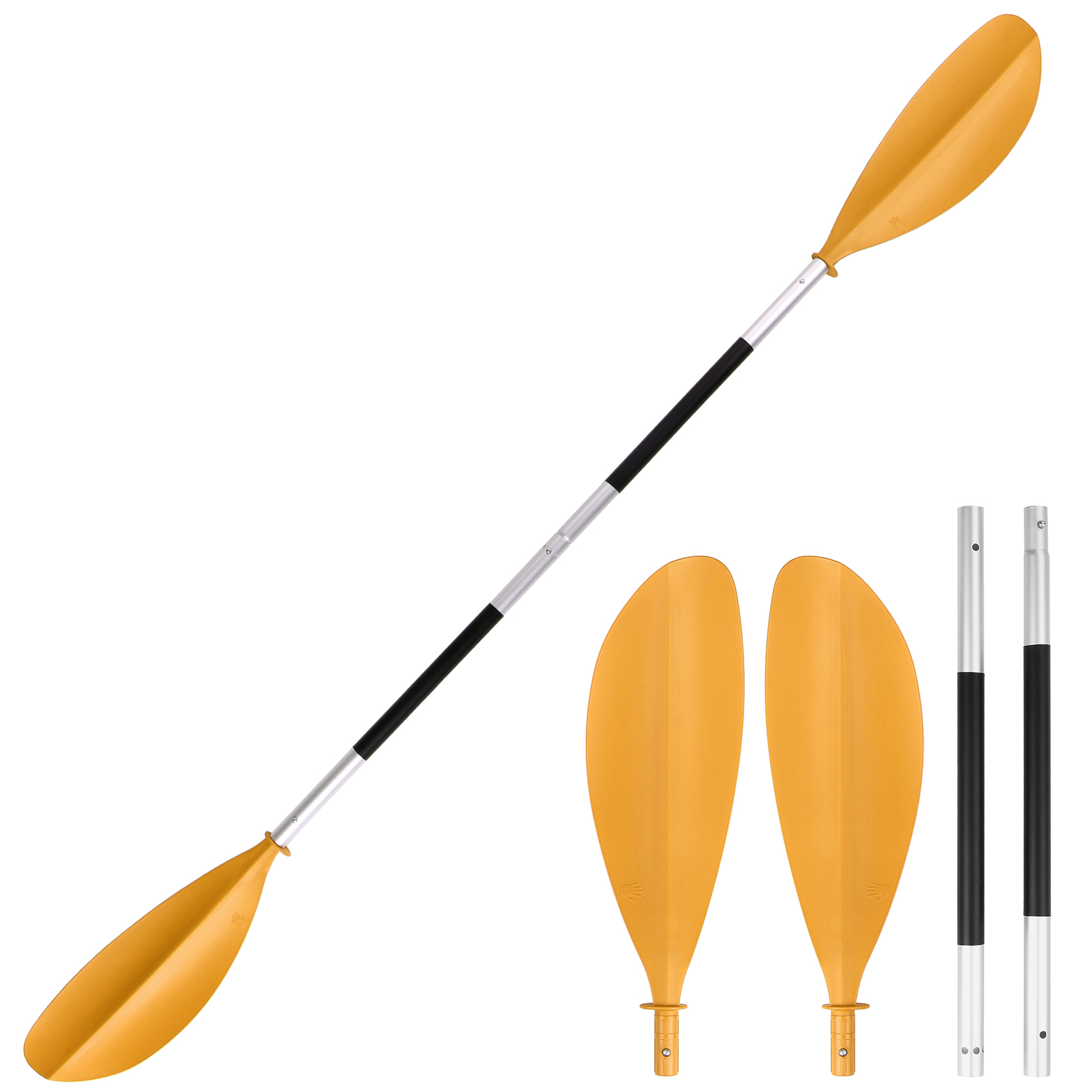 Pagaie de Kayak asymétrique à dégagement rapide, 4 pièces, Sports aquatiques, support de planche de sup pour bateau gonflable, nouveauté: YELLOW