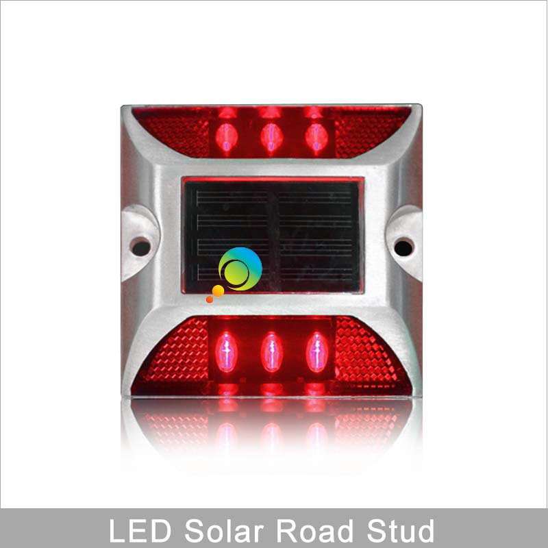 Steady mody IP68 road safety square red warning light solar power LED road stud marker