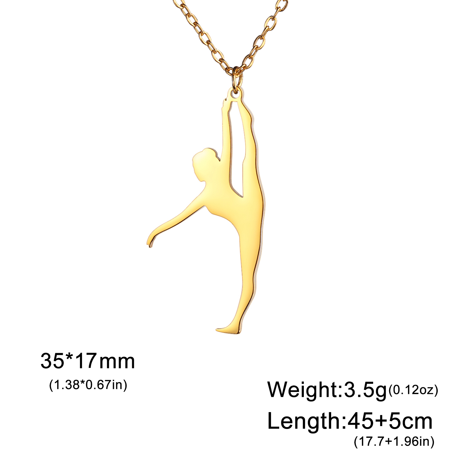 Teamer Gymnastics Necklace for Women Girls Sports Pendant Stainless Steel Jewelry Dancer Gymnast Birthday: Imitation Rhodium Plated