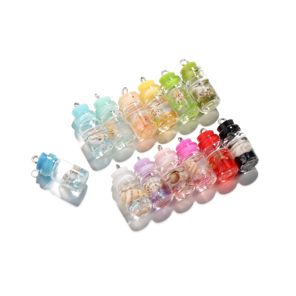 Lote de 10 unidades de adornos de perla de resina en miniatura para té de la leche, colgantes Boba, abalorios de botella para Llavero artesanal, joyería, accesorios para manualidades: Multicolor bottle