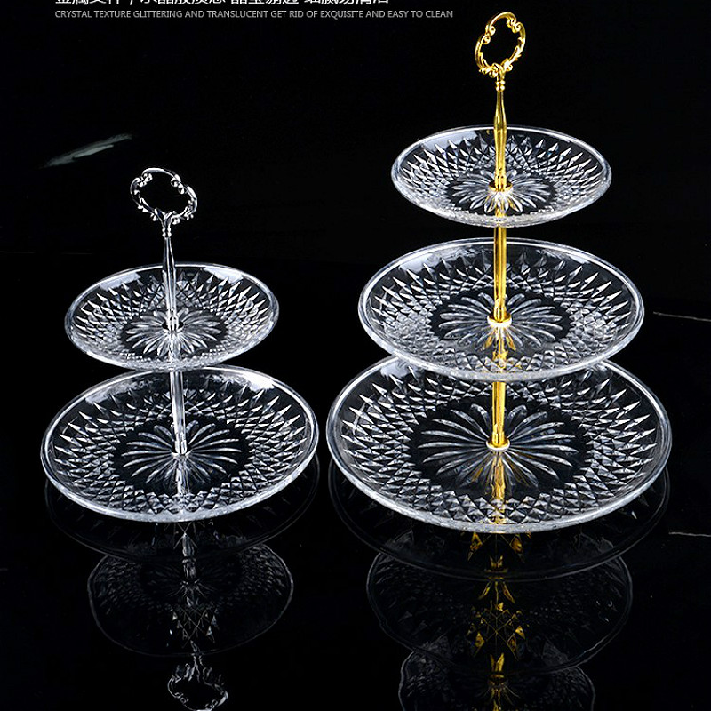 Europäischen Kuchen Stehen Obst Snack Ablage Platten 3-schicht Kunststoff Platte Hochzeit Party Lagerung Tabletts dekore