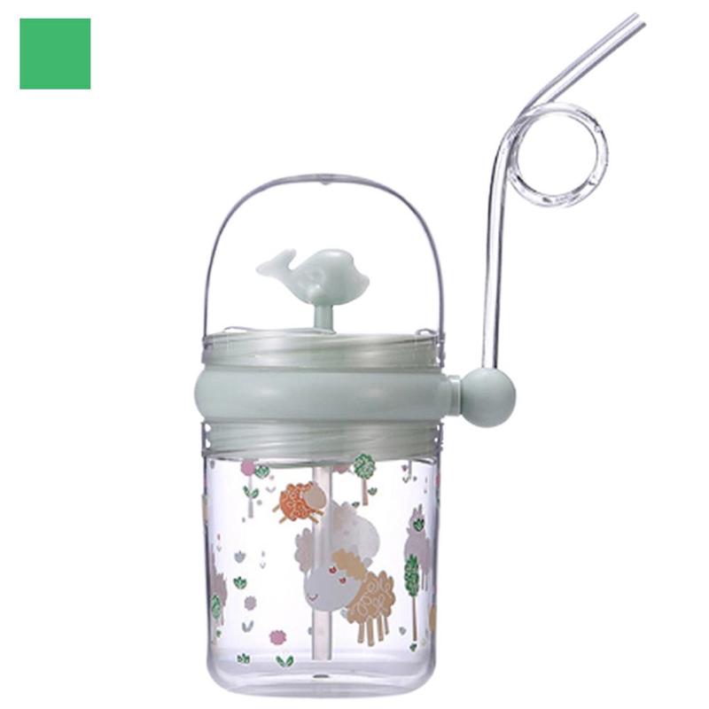 250 Ml Kinderen Grappig Whale Water Spray Drinkbeker Cartoon Zuigflessen Met Rietjes Draagbare Kinderen Cups Drinkware Cup: Green