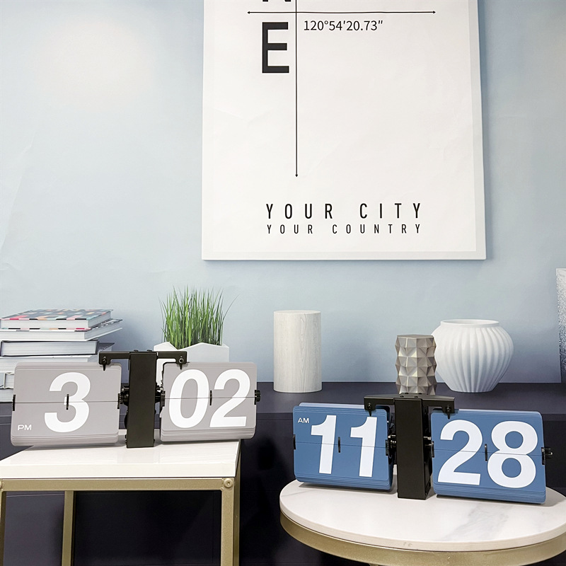 Duży Zegar Klapkowy klasyczny Zegary Biurkowe retro Zegary Klapkowe - Zasilane Bateriami Wewnętrznie Obsługiwane Zegary Klapkowe Dekoracja Domu i Biura